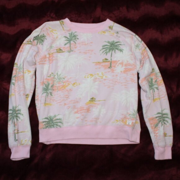 Billabong pink palm tree long sleeve crewneck - Picture 1 of 6